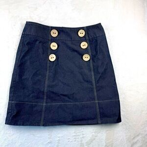 Iris Setlakwe Mini Skirt 6 Pencil Navy Button Detail Retro Vintage Luxury